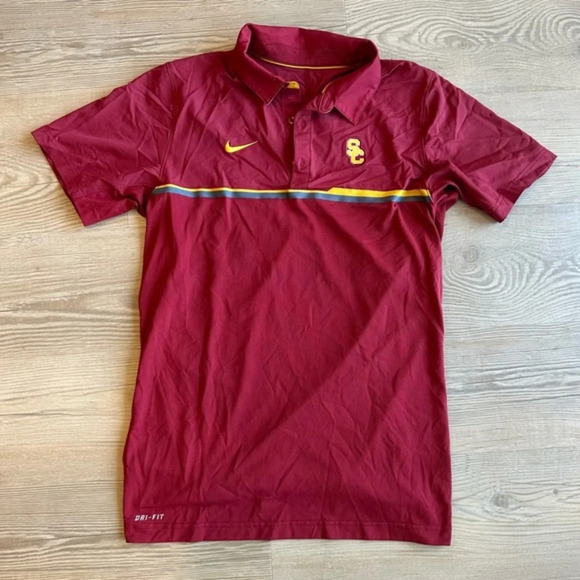 USC Trojans Men’s Nike polo shirt size small collegiate spirit wear red yellow - Picture 1 of 7